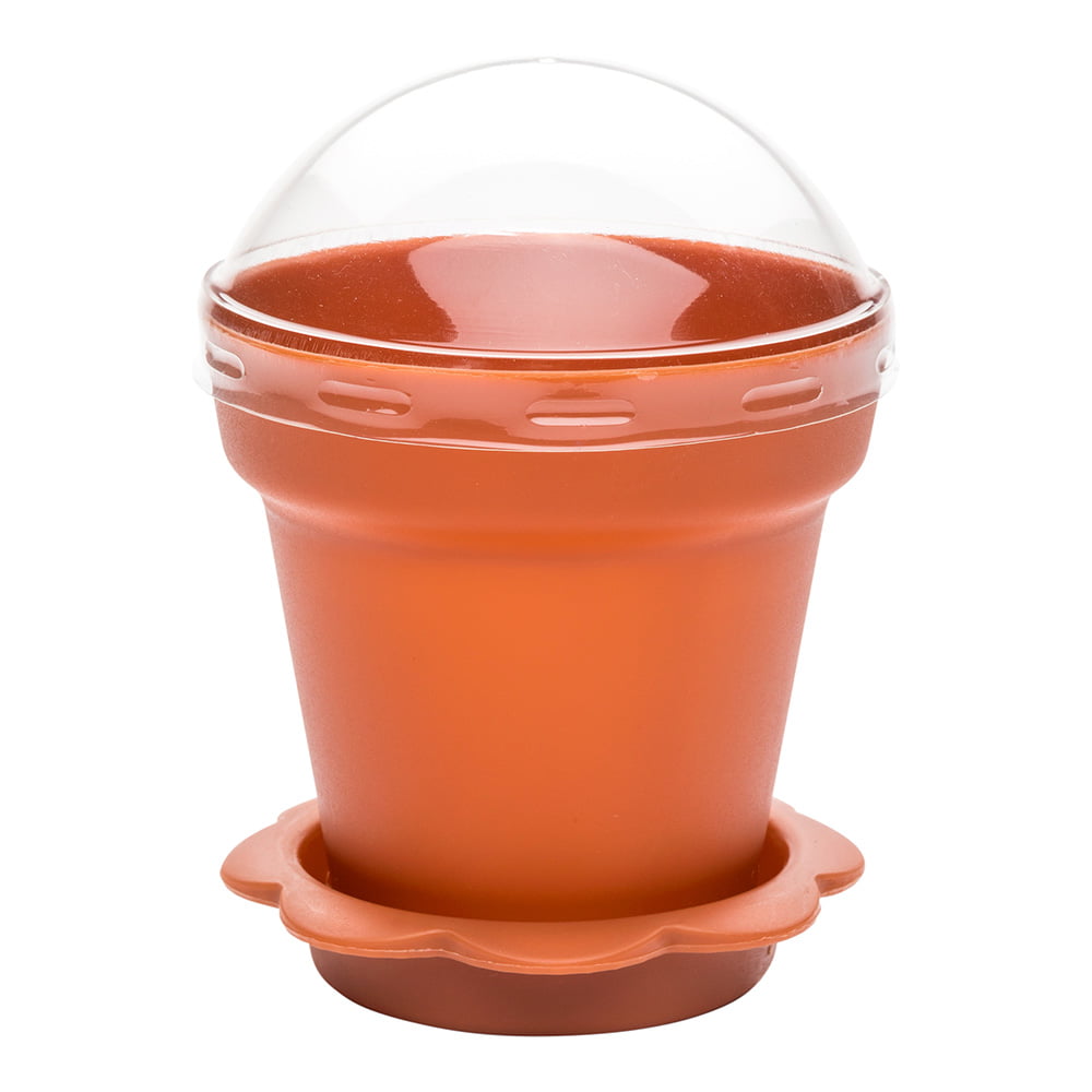 6 oz Terracotta Plastic Mini Flower Pot Cup with Lid 3