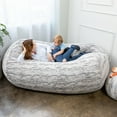 thumbnail image 2 of Jaxx Grand Lounger 7 Foot Bean Bag Sofa For Adults - Luxe Faux Fur Silver Fox, 2 of 5