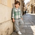 thumbnail image 6 of Fengqque 2Pcs Boys Clothes Sweatsuit Set Hoodie Cotton Plaid Long Sleeve Shirt and Jogger Pants for Kids Fall Winter Spring Outfits Multicolor-F 3-6 Months(3-6 Months), 6 of 6