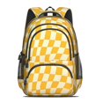 thumbnail image 2 of Orange and Cream Wavy Checkered Backpack for School, Cute School Bag with Adjustable Shoulder Straps and Padded Back, 16.9"x12.6"x5.9", 2 of 5