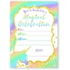 POP parties Unicorn Pastel Large Invitations Rainbow Party Invitations - 10 Invitations + 10 Envelopes