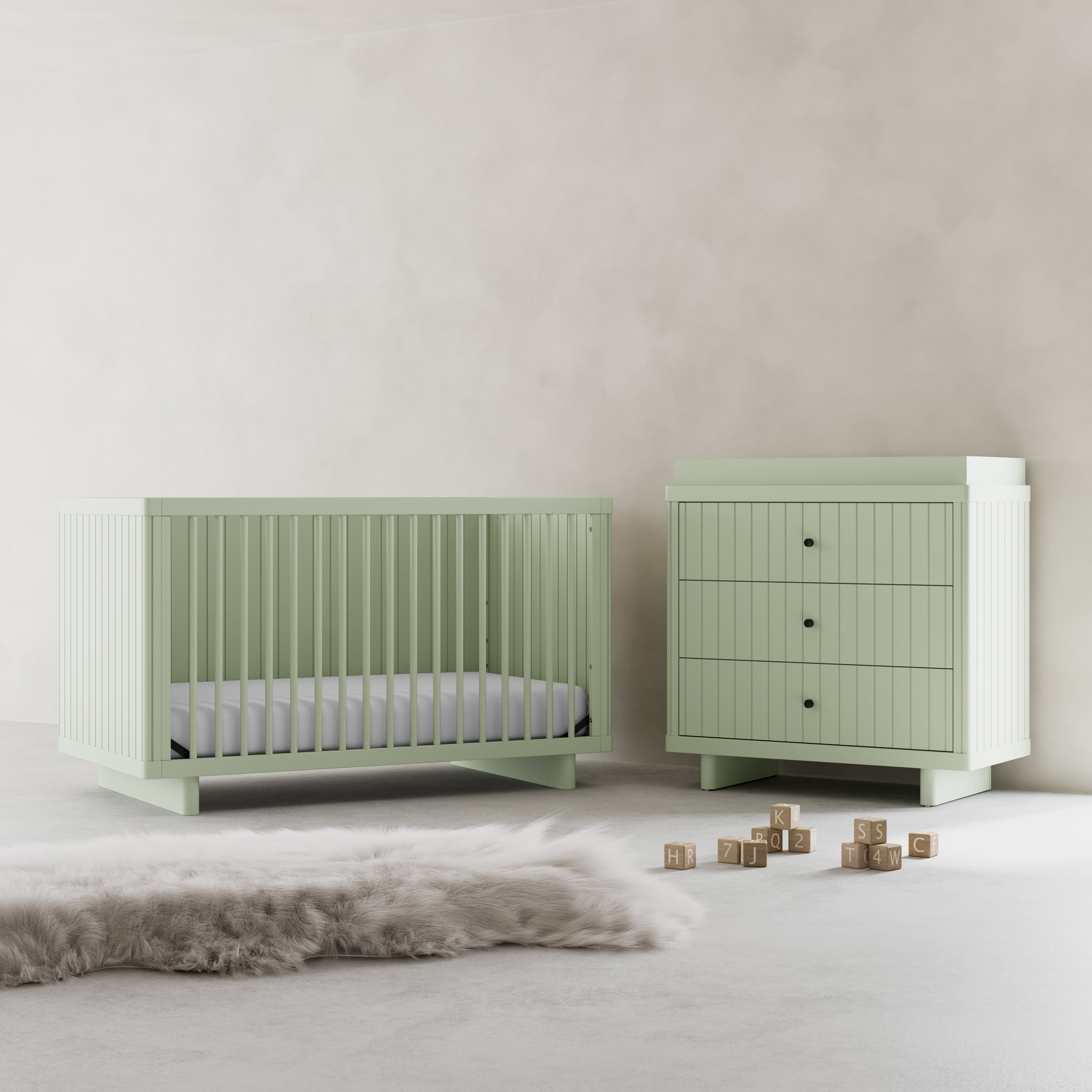 Art of Nursery by Storkcraft Kyoto Deluxe Convertible Crib with Bonus Toddler Guardrail, Sage