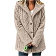 thumbnail image 3 of Perfectbot Women's Sherpa Hooded Coat, Button Down Chunky Cable Warm Winter Outerwear with Pockets, 3 of 7