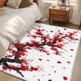 thumbnail image 5 of Red Flowers 3'x5' Washable Rug, Chinese Plum Traditional Ink Painting Non-Slip Area Rugs for Entryway Kitchen Classroom, StainResistant Dorm Throw Carpet, Low Pile Soft Indoor Floor Mat, 5 of 9