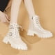 thumbnail image 3 of NECHOLOGY Botas Mujer Zapatos Botines para mujer Botas de tobillo redondas a la moda y cómodas para mujer, botas con de tacón grueso, zapatos casuales con suela y cremallera lateral (Beige, 8.5), 3 of 4