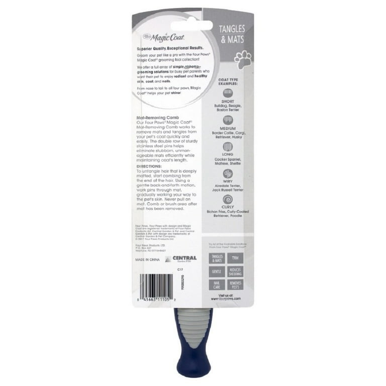 Four Paws Magic Coat Dog Dematting Rake Comb One Size