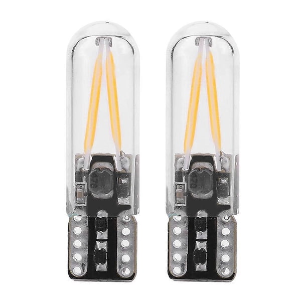 Pair of 8-28V W5W T10 Glass COB Filament LED Car Reading DRL Turn Signal LED Bulb Yellow Light