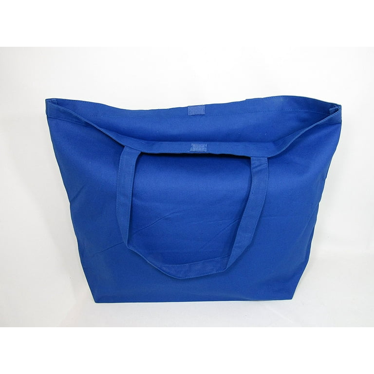 23 Extra Large Canvas Tote Bag With Velcro Closure Beach Shopping Travel  Tote Bag (Royal Blue)