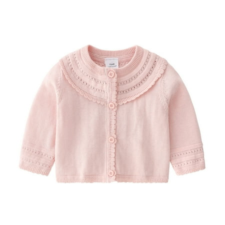 

Durtebeua Baby Girls Cotton Knit Sweater Autumn Solid Long Sleeve Tops Cardigan Clothes