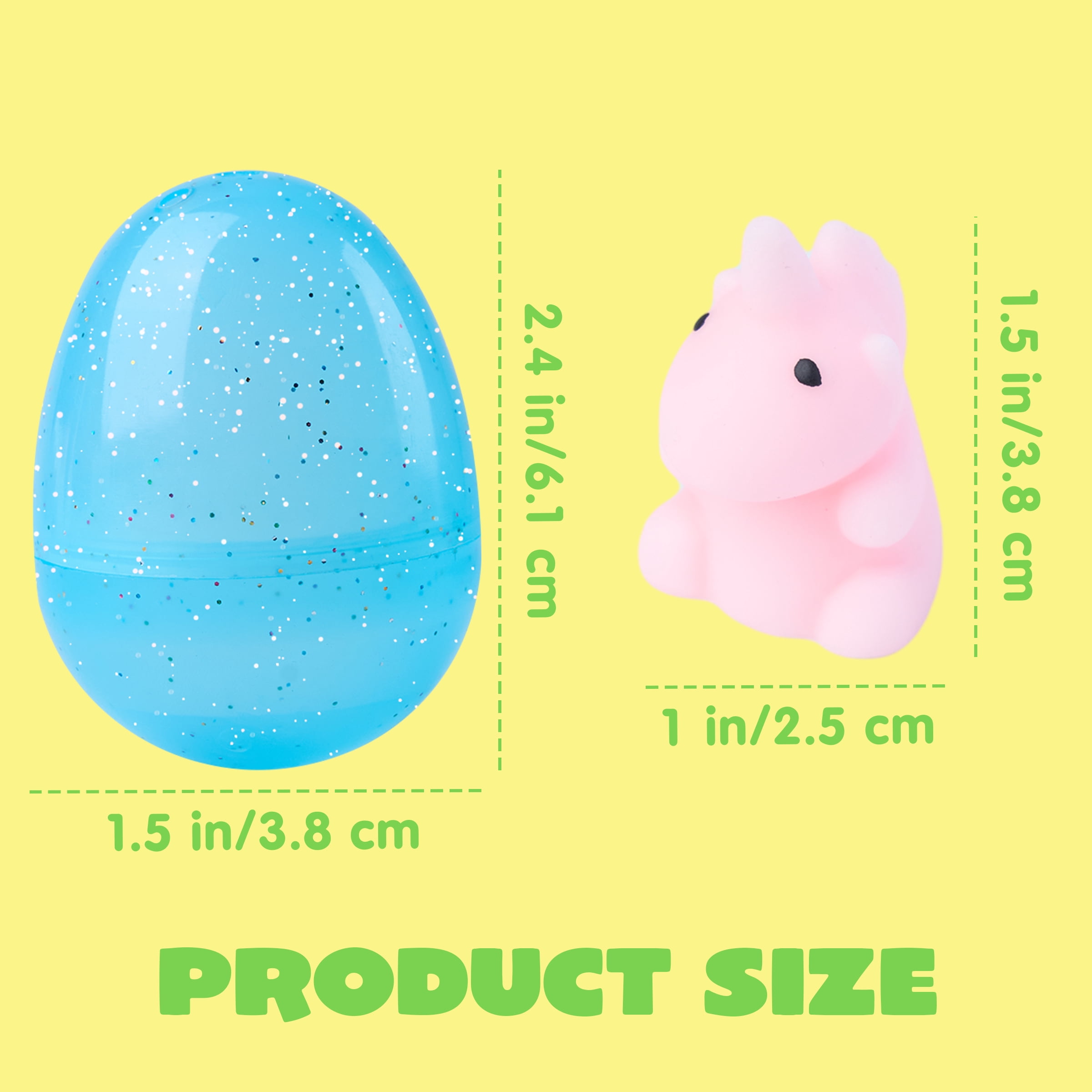Joyfy 24 Pack Prefilled Glitter Easter Eggs with Toys,Mochi Squishy Small Toys for Easter Eggs,Stuffed Easter Baskets for Toddler Kids