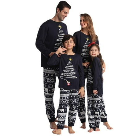 

YJ.GWL Christmas Family Matching Pajamas Set Women Men Kid Sleepwear Xmas Nightwear