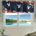 thumbnail image 3 of Navy Blue Crane Farmhouse Short Window Curtain Valances, Vintage Red Teal Spring Floral Botanical Rod Pocket Kitchen Valances for Living Room Bedroom Bathroom Cafe 42" x 18", 3 of 8