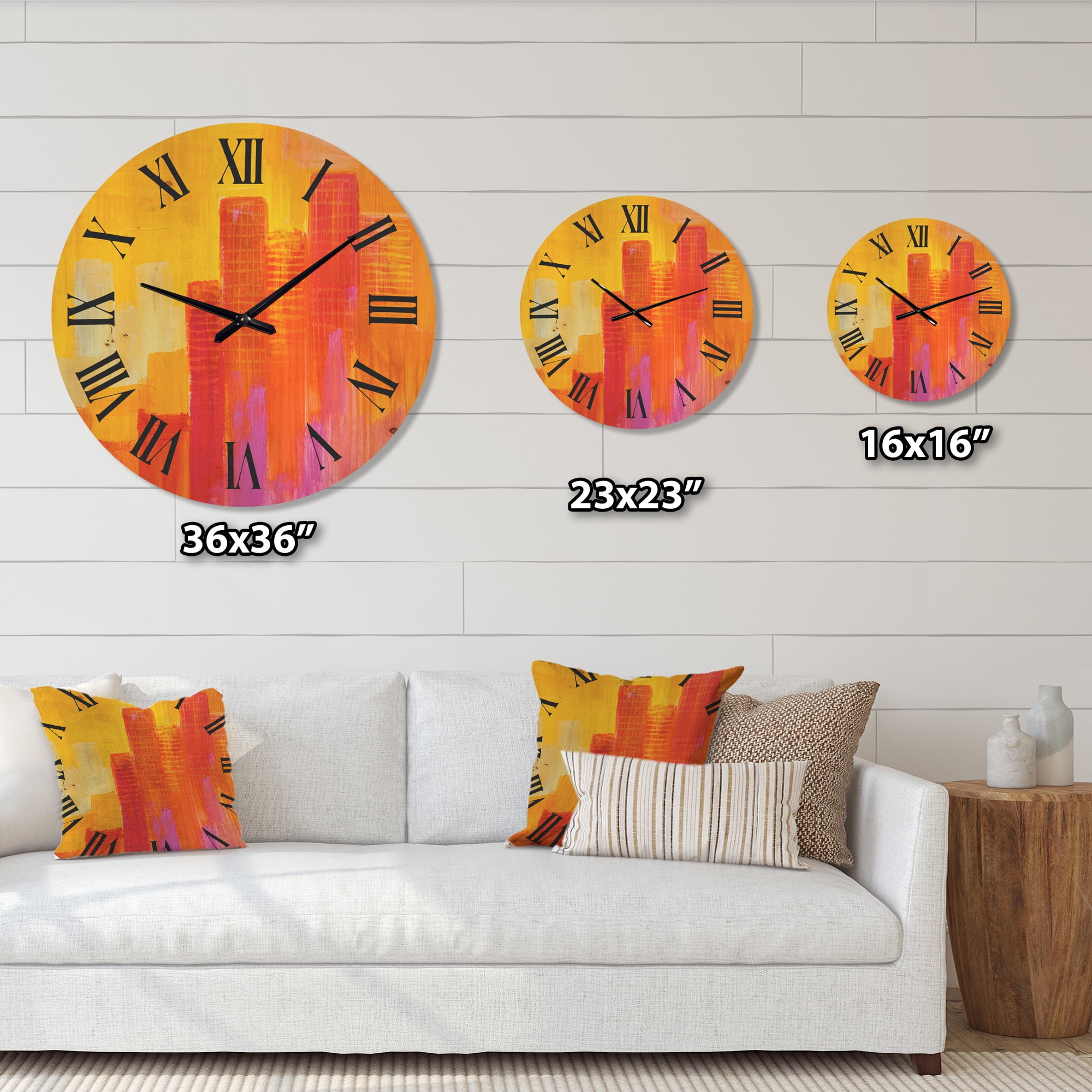 Designart 'Cityscape of Modern City Skyscrapers III' Modern Wood Wall Clock