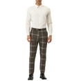 thumbnail image 2 of INSPIRE CHIC Men's Plaid Dress Pants Slim Fit Checked Printed Trousers 32 Brown, 2 of 7