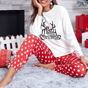 WEHUSE Womens Pajamas Sets 2 Piece Long Sleeve Lounge Set Printed Christmas Pj Sets Loungewear