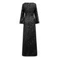 thumbnail image 6 of Dresses for Women Boho Skirts for Women Stunning Women's Evening Dress Elegant Formal Dress V Neck Design Flared Sleeves Bodycon Sequin Detail for and Wedding Guests, 6 of 7