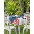 thumbnail image 3 of Outdoor Tablecloth with Umbrella Hole for Patio/Picnic/Party/Camping, Red Blue Coastal Waterproof Table Cloth Round Cover Washable, Starfish Shell Coral Summer Beach Ocean (Dia 54"), 3 of 9