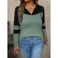 thumbnail image 6 of SIEANE Women's Plus-Size Casual Street Style V-Neck Long Sleeve Fall Matching Ribbed Knit Hooded Top 1X-4X, 6 of 7