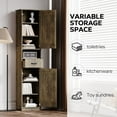 thumbnail image 2 of Oufan Tall Cabinet, Slim Storage Cabinet, Narrow Freestanding Floor Cabinet with 1 Drawer & 2 Barn Doors for Bathroom, Living Room, Entryway,Kitchen, 14" D x 11" W x 69" H, Gray, 2 of 7