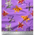 thumbnail image 1 of Soimoi Purple Poly Georgette Fabric Colorful Lilies Floral Print Sewing Fabric Yard 52 Inch Wide, 1 of 3