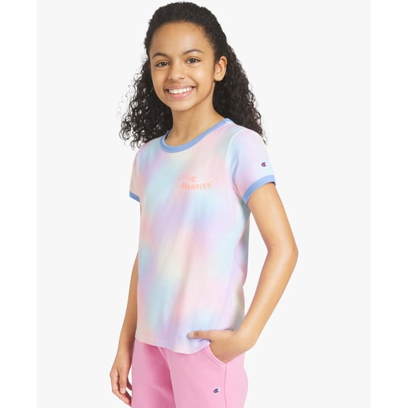 Champion Girls All-Over Print Ringer Tee - Pastel Multi - Size Large