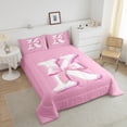 thumbnail image 5 of Manfei Kids Personalized Initial K 3pcs Full Comforter Set - Kawaii Pink Bow Princess, 5 of 8