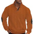 thumbnail image 2 of AIR-Men's Colorblock Pullover Sweaters Long Sleeve Stand Collar Quarter Button Knitted Sweatshirts Quilted Sweatshirt, 2 of 4