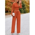 thumbnail image 6 of PRETTYGARDEN Women's 2 Piece Loungewear Long Sleeve Crop Top Wide Leg Palazzo Pants Set Tracksuits Casual Outfit, 6 of 10