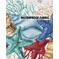 thumbnail image 5 of Pack of 2 Outdoor Pillow Covers, Ocean Starfish Seashell Coral Teal Striped Waterproof Square Throw Pillowcase Cushion Decorative Pillow Covers for Couch Patio Tent, 18x18 in, 5 of 6