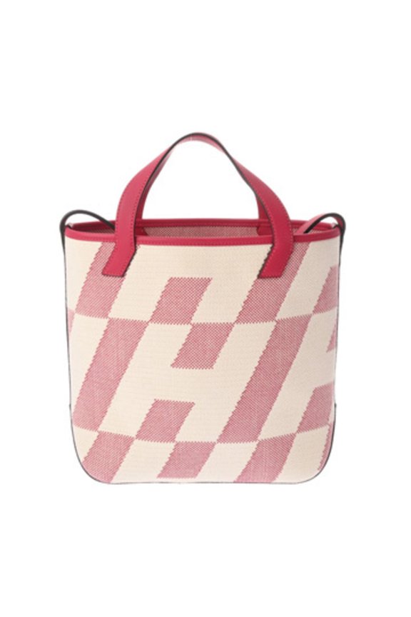 Pre-Owned HERMES H Ambie PM 27 2WAY Framboise Beige Z Stamp (circa 2021) Women's Toile Veau...