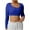 Blue, variant on Lenpel Women's Crop Tops Long Sleeve Scoop Neck Floral Embroidery Slim Cropped T Shirts Going out Tees Casual Workout Blouses(Yellow,X-Large)
