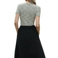 thumbnail image 3 of INSPIRE CHIC Stripe Bodysuits for Women's Sweetheart Neck Short Sleeve Ruched Body Suit Tops XS Black, 3 of 6