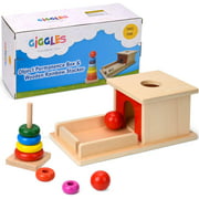 Giggles Montessori Object Permanence Box & Rainbow Stacking Wooden Toy for Babies & Toddler, Ball, Drop, Sensory, Training, Education