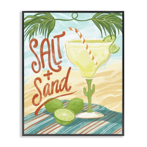 Stupell Industries Salt & Sand Margarita Black Framed Giclee Art, design by Connie Summers