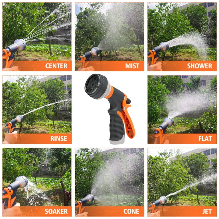 High Pressure 8 Way Spray ▻ EVILTO Garden Hose Nozzle ◅ Spray Hose With  Built In Soap Dispenser 