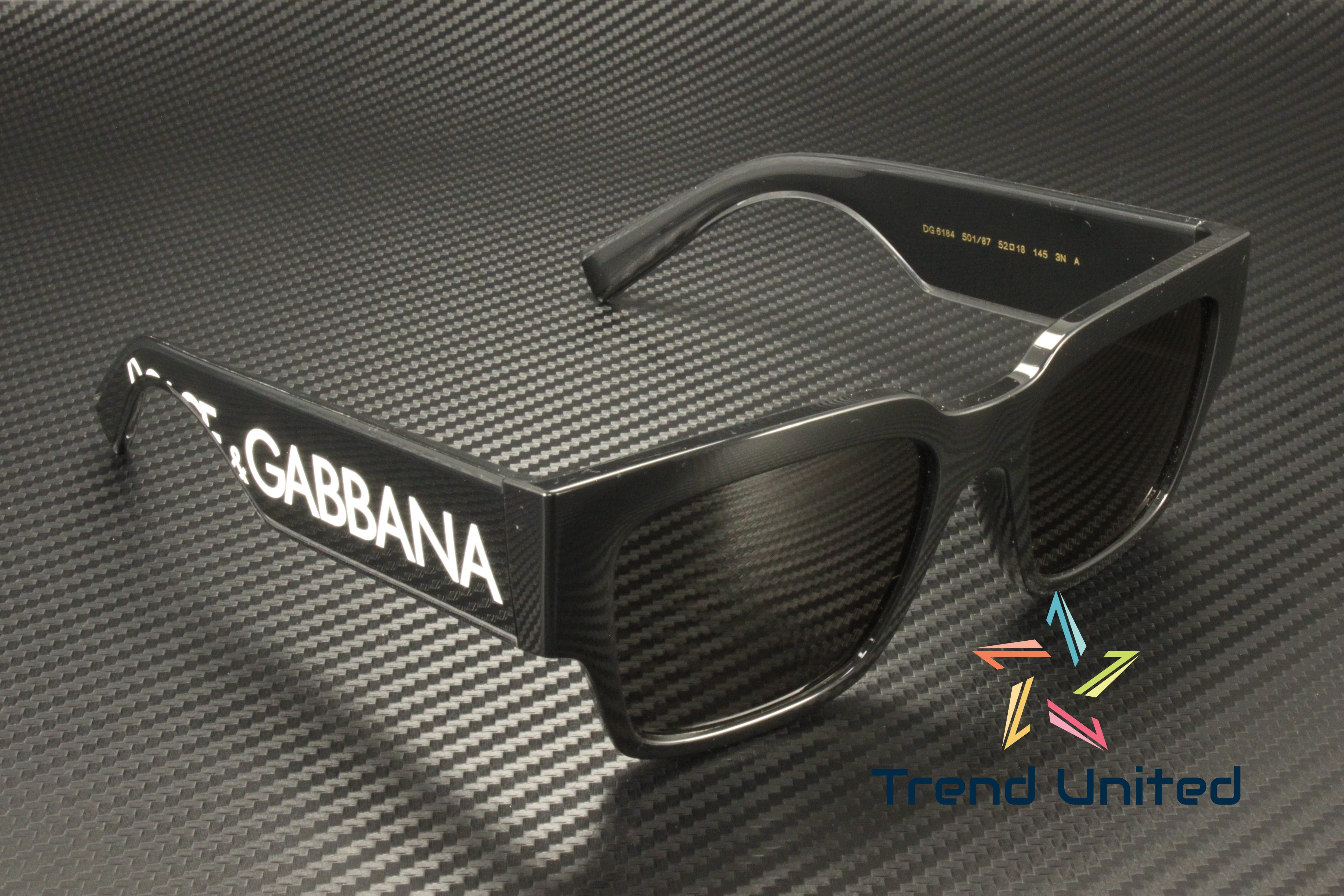 Dolce & Gabbana DG 6184 Plastic Unisex Square Sunglasses Black 52mm Adult