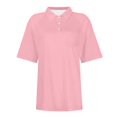 thumbnail image 6 of Soyumi Casual Short Sleeve Linen Shirts for Women, V Neck Button Down Blouse Short Sleeve Office Work Tops Vintage Vacation Tees Shirt Blouse Tops, Pink, 6 of 7
