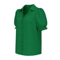 thumbnail image 5 of Breezora Elegant Puff Sleeve Blouse for Women Evening Square Neck or V Neck Hollow Out Chic Tops Special Occasion Wear XXL Size Green, 5 of 9