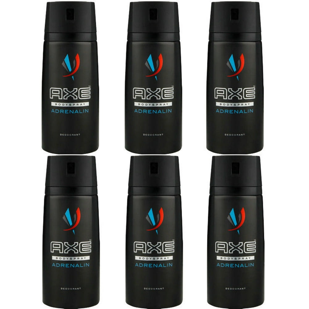 6 Pack Axe Adrenaline Mens Deodorant Body Spray, 150ml