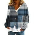 thumbnail image 2 of Amidoa Long Sleeve Womens Sweater Cardigan Button up Blue Fleece Plus Size Plaid Cozy Cardigans Women's Cardigans L, 2 of 5