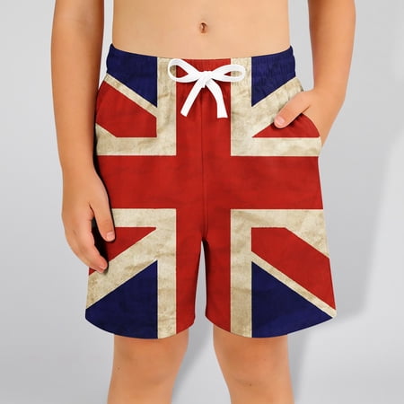 Boys Athletic Shorts Boys British Independence Day Printed Athletic Shorts Lightweight Sportswear Red 2-3 Years