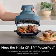 Ninja Crispi Glass Air Fryer 4-Qt, 3-in-1, Air Fry Recrisp, Portable, Dishwasher Safe, FN100ND Blue