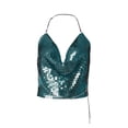 thumbnail image 3 of Seyurigaoka Women Sparkle Sequin Spaghetti Strap Crop Tops Rhinestone Shining Camisole Vest Nightclub Party Glitter Tank Tops Clubwear, 3 of 3