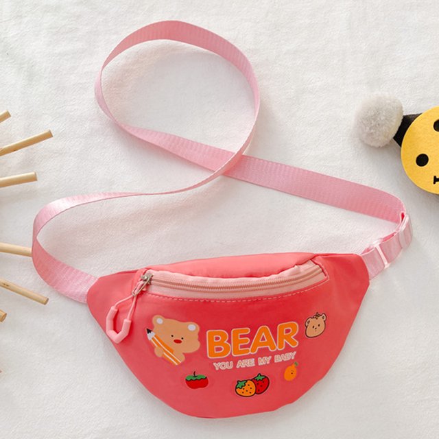 Riñonera Para Niños Bolso Riñonera de moda para niños monedero con letras de nailon dibujos animados bonitos para niños (rojo)