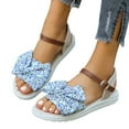 thumbnail image 3 of CAICJ98 Shoes for Women Women Sandals Wedge Sandals Shoes for Women Elegant Flower Ankle Strap Casual Summer Dressy Flat Shoes,Blue, 3 of 5