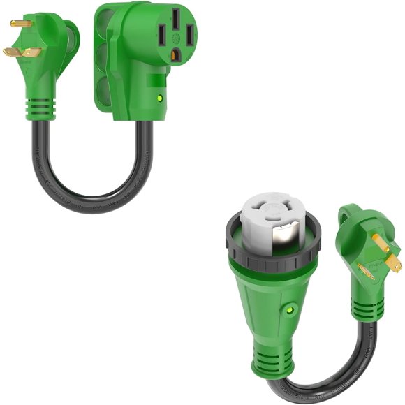 30 Amp to 50 Amp RV Adapter Cord, NEMA TT-30P to NEMA 14-50R and NEMA SS2-50R Electrical Power Adapter, ETL Listed