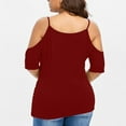 thumbnail image 3 of Pntutb Women's Plus Size Cutout Asymmetric Cold Shoulder T-Shirt V-Neck Tops Clothes, 3 of 6