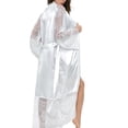 thumbnail image 3 of Mujeres Sexy Lace Long Robe Ropa de dormir Ropa de dormir Albornoz Camisón, Blanco, XXL Scienceny XX000217-14, 3 of 7