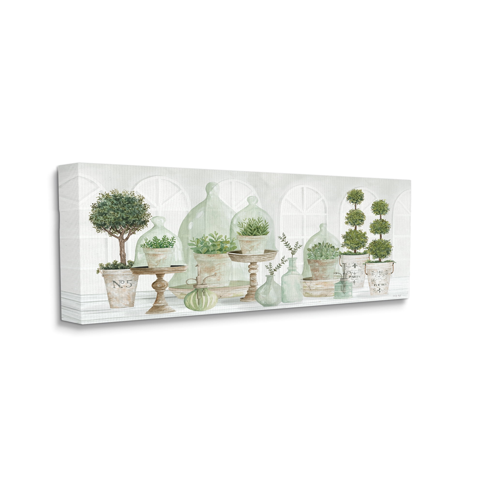 Stupell Industries Parisian Plant Tabletop Green Leaves Traditional Cloches, 40 x 17, Design by Cindy Jacobs