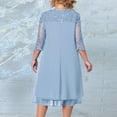 thumbnail image 3 of IDOPIP Plus Size Cocktail Dress for Curvy Women 1/2 Sleeve Floral Embroidery Wedding Guest Dress, 3 of 4